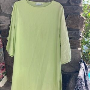 Cotton gauze linen tunic w/peek a book knotted sleeves